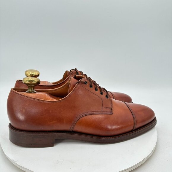 Polo Ralph Lauren Men UK 9.5D US 10D Brown Leather Cap Toe Derby England Shoe - Picture 4 of 11